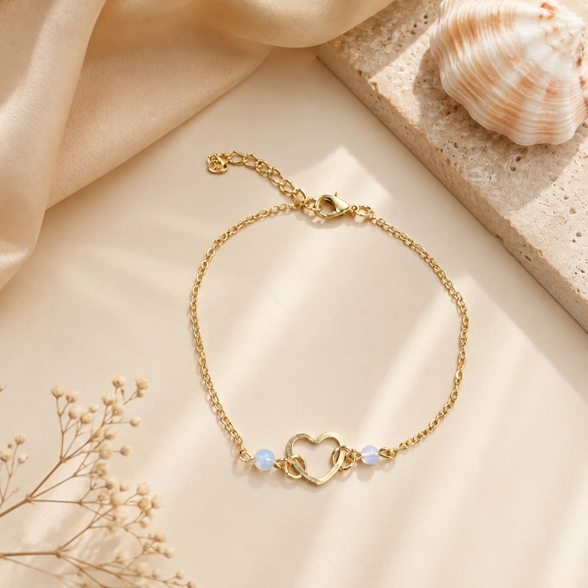 Elegant Hollow-Out Heart Women's Anklet, Adjustable Design